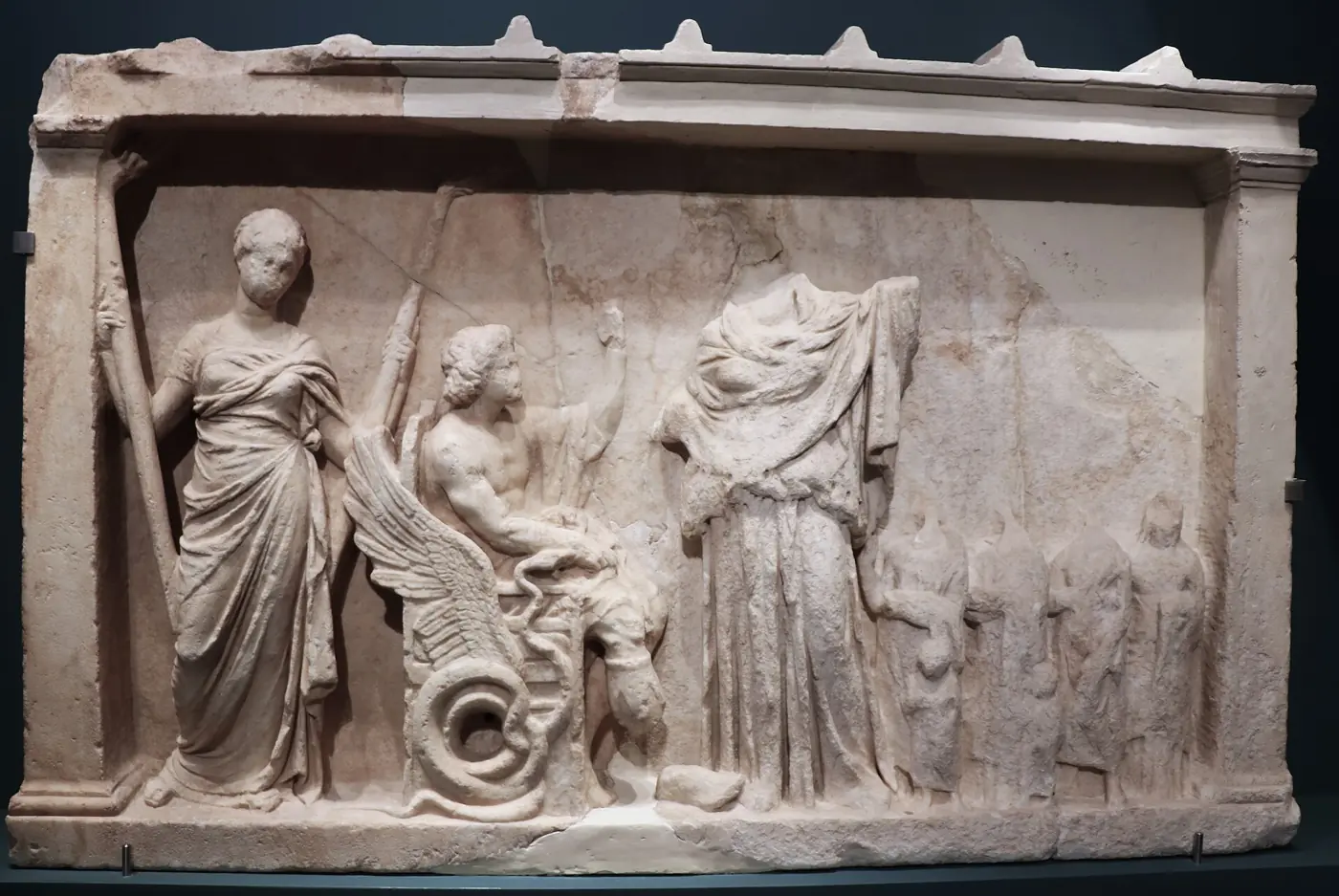 Votive relief of Demeter, Persephone and Triptolemos, Eleusis, 4th century BCE